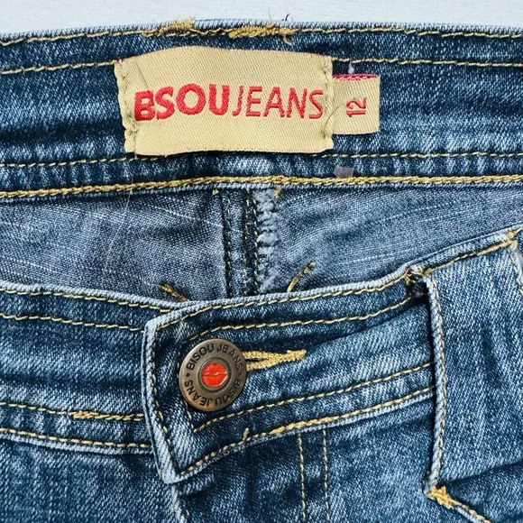 Bsou Jeans Wide Legs Embroidered Legs & Pockets Sz 12 - Picture 6 of 15